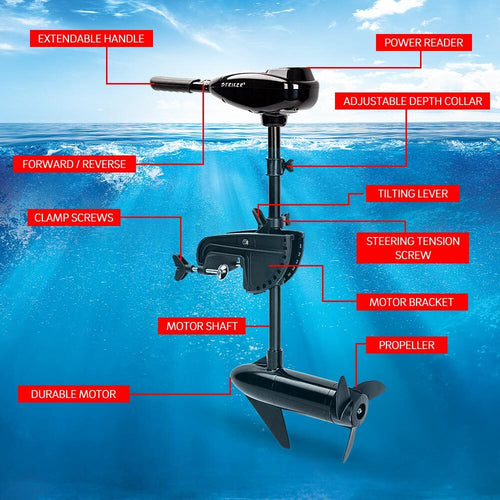 NNEMB 60LBS Electric Trolling Motor Inflatable Boat Fishing Marine Outboard Engine